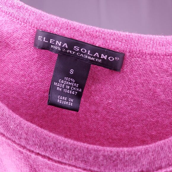 Elena Solano Cashmere Sweater Womens Small Pink Round Neck Classic Long Sleeve - Picture 3 of 7